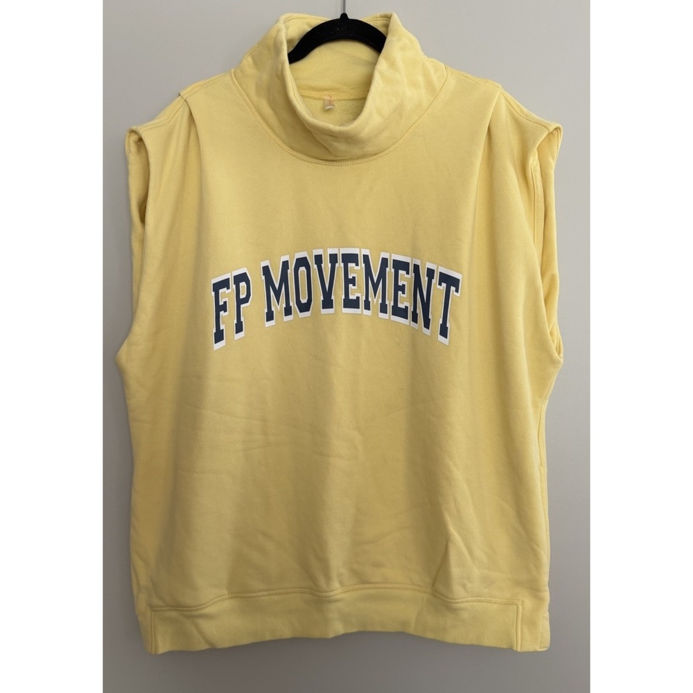 Free People Victory Mock Neck Sleeveless Sweatshirt Yellow Women's Size Large